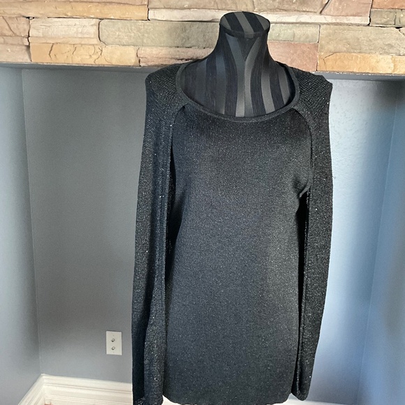 Chicos NEW Chrissy Cape Sweater Tank Duet Party Holiday Sparkle Classic Black XL - Picture 2 of 11